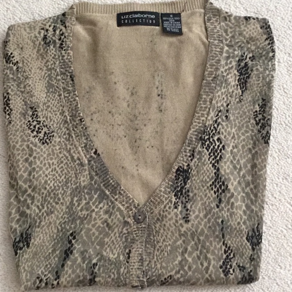 LIZ CLAIBORNE 100% Silk lightweight long sleeve cardigan - size S